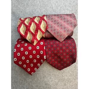 Dark Academia Vintage Preppy St James Aviator Silk Necktie 4pc Bundle Red Lot
